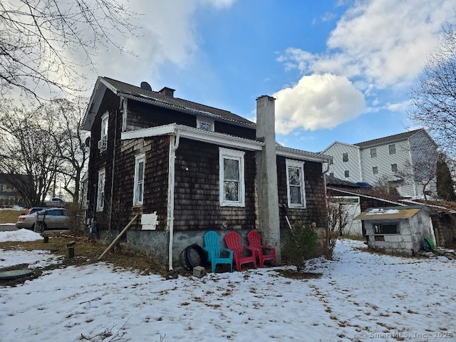 view of snow covered exterior