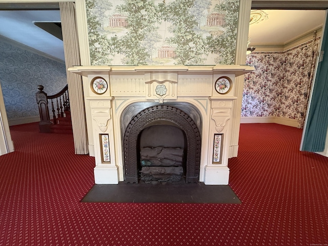 55 Walnut St, Winchester, CT 06098 - interior details featuring crown molding and carpet