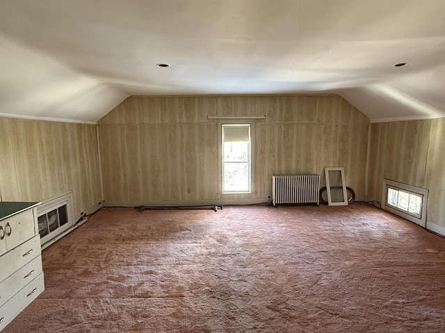 55 Walnut St, Winchester, CT 06098 - bonus room featuring vaulted ceiling, radiator, and carpet flooring