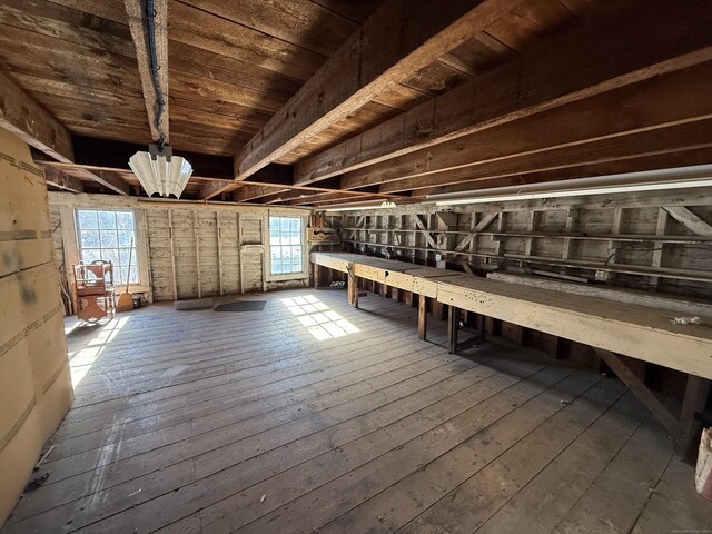 55 Walnut St, Winchester, CT 06098 - miscellaneous room featuring wood-type flooring and wood ceiling