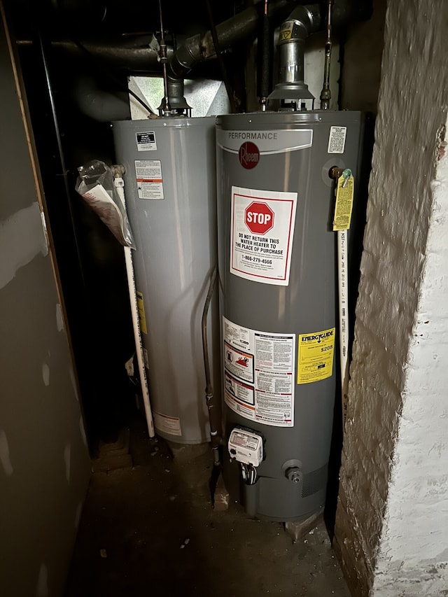 utility room with water heater