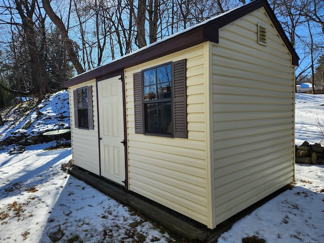 view of snow covered structure