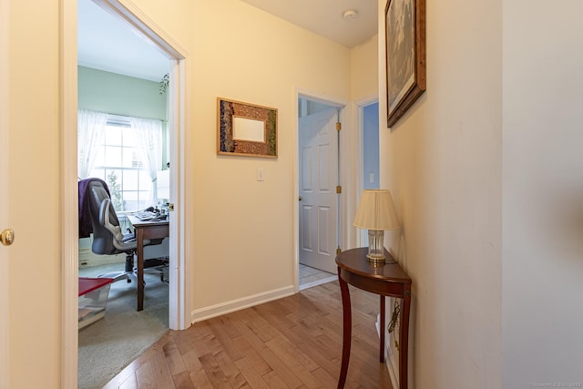 hall featuring light wood-type flooring