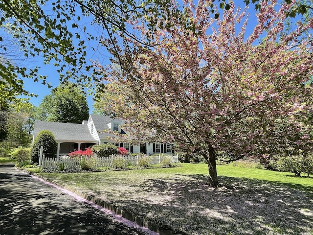 view of front of home with a front yard