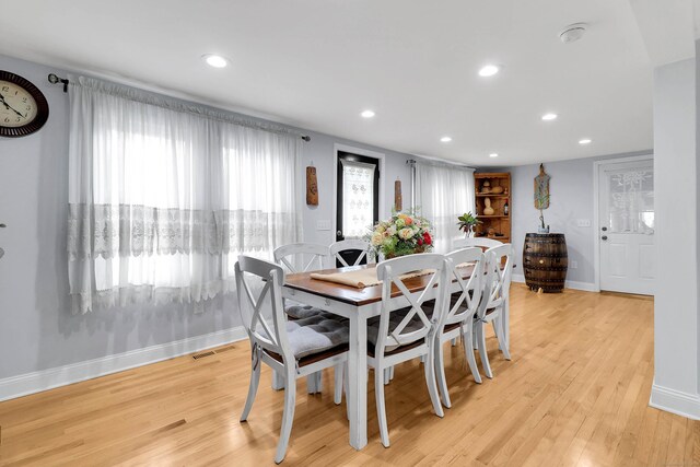 dining room with light hardwood / wood-style floors