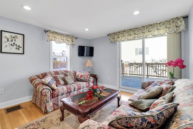 living room featuring light hardwood / wood-style floors