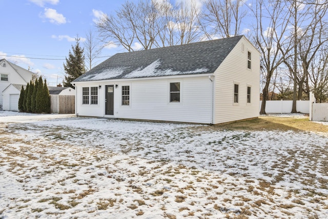 view of snow covered property