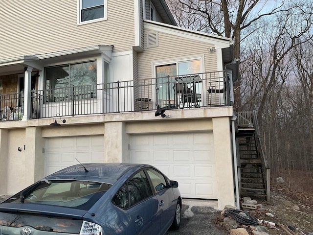 exterior space featuring a garage