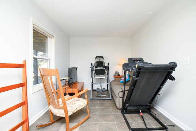 exercise area with tile patterned floors