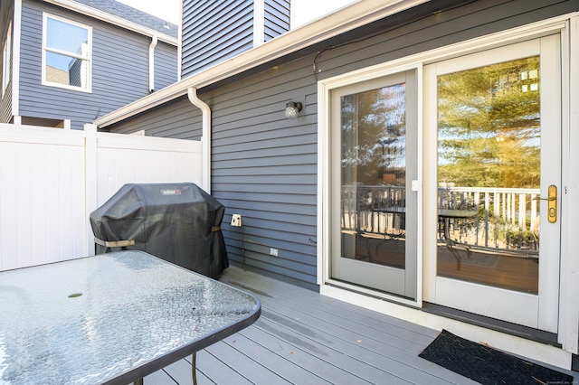 deck featuring grilling area