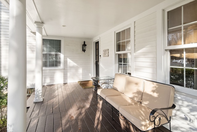 deck featuring covered porch