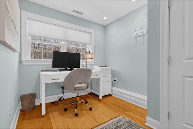 office area featuring wood-type flooring