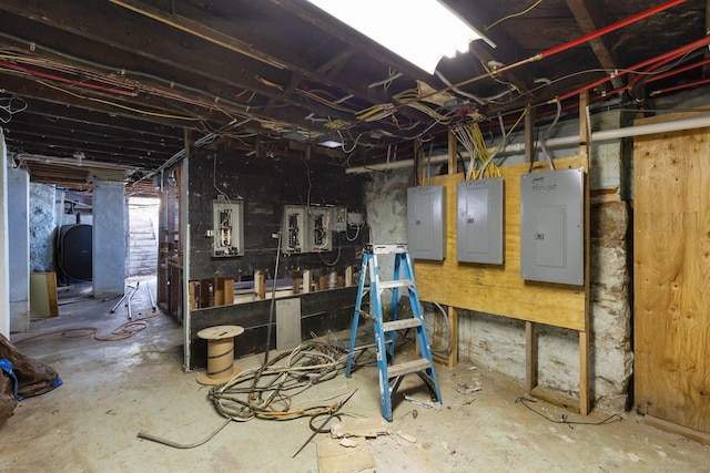 basement with electric panel