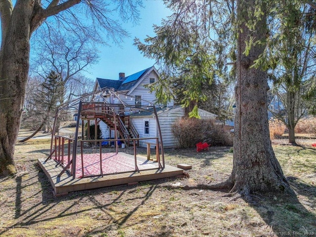 view of yard featuring a deck