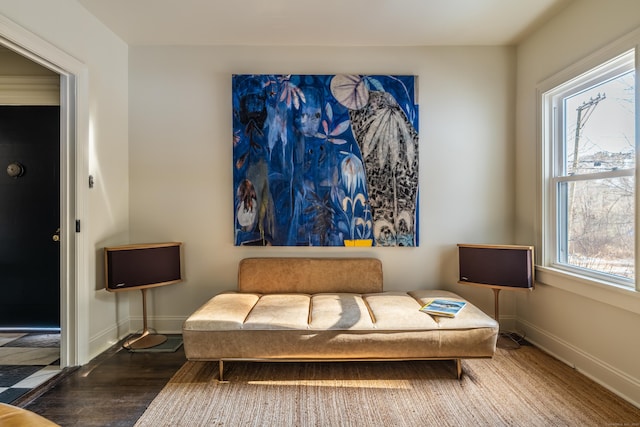 living area featuring hardwood / wood-style flooring