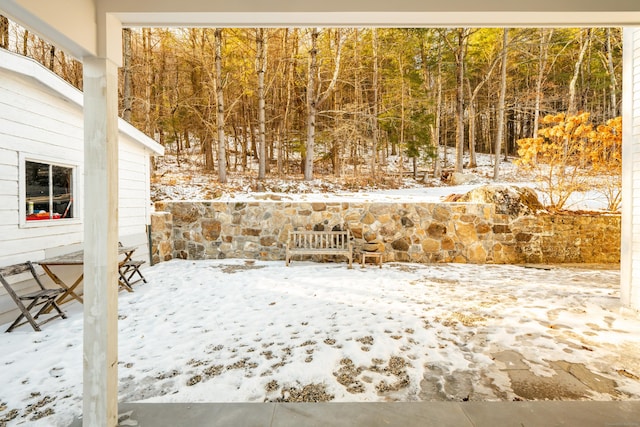 view of yard covered in snow