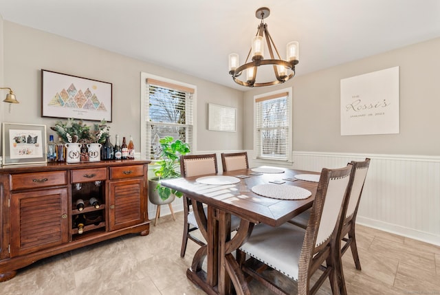 dining room featuring an inviting chandelier