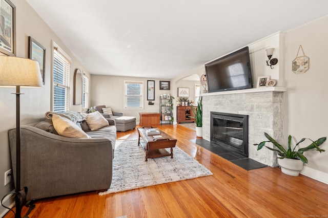 living room with hardwood / wood-style floors