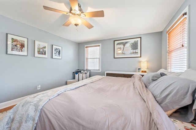 bedroom featuring ceiling fan