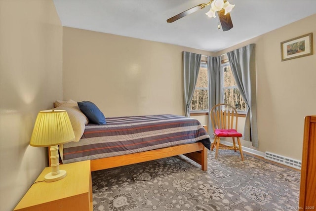 bedroom featuring ceiling fan