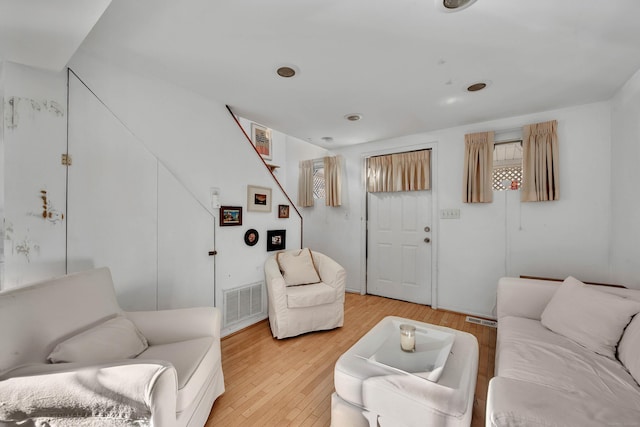 living room with hardwood / wood-style flooring