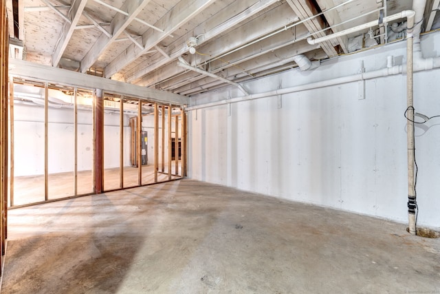 basement with water heater