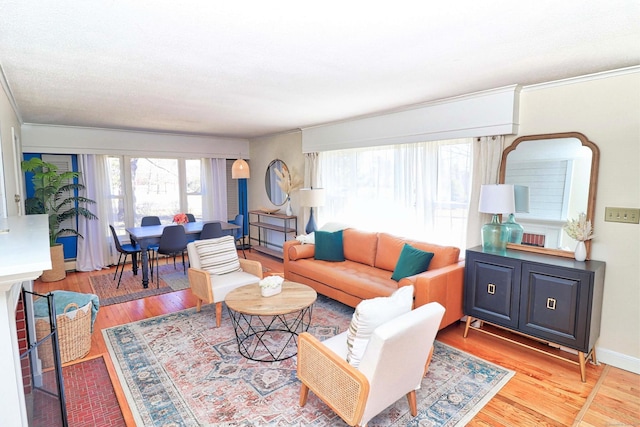 living room featuring light wood-type flooring