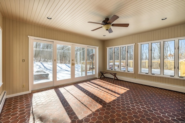 16 Saddle Ridge Rd, New Milford, CT 06776 - unfurnished sunroom with a baseboard heating unit, a healthy amount of sunlight, and french doors
