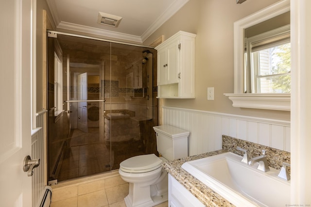 16 Saddle Ridge Rd, New Milford, CT 06776 - full bathroom with a shower stall, tile patterned floors, vanity, toilet, and visible vents