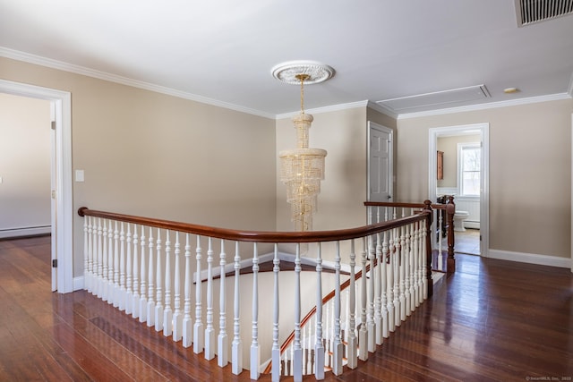 16 Saddle Ridge Rd, New Milford, CT 06776 - hallway with an upstairs landing, hardwood / wood-style floors, attic access, baseboards, and visible vents