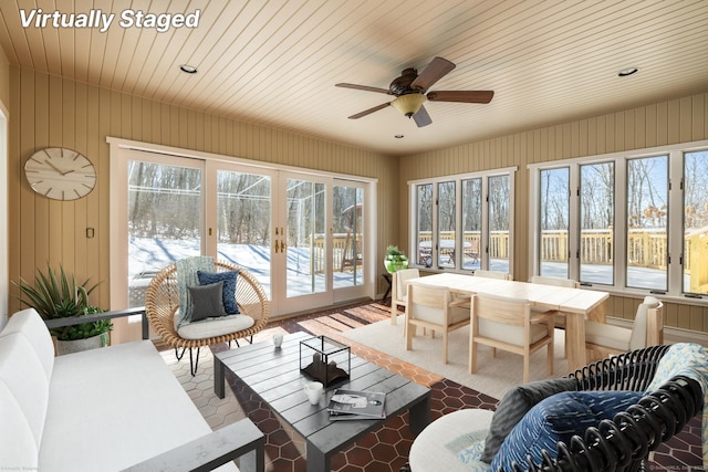 16 Saddle Ridge Rd, New Milford, CT 06776 - sunroom featuring a healthy amount of sunlight, french doors, and recessed lighting