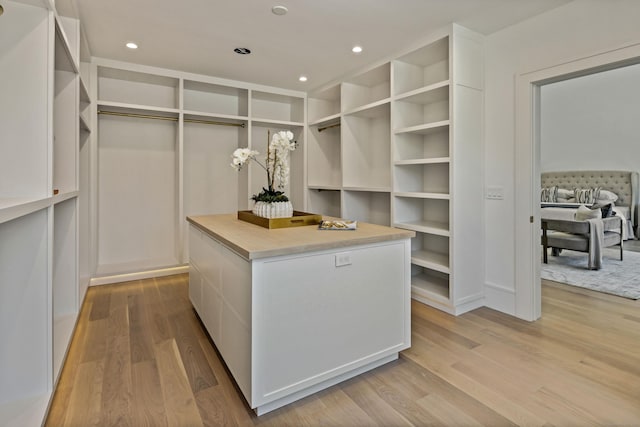 spacious closet with light wood-type flooring