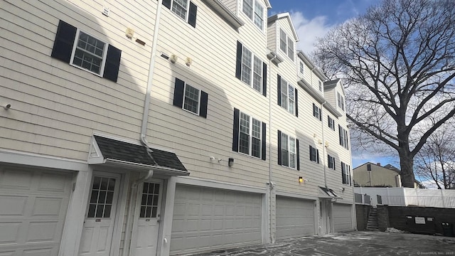 exterior space featuring a garage