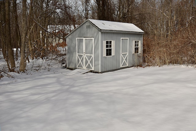 view of snow covered structure