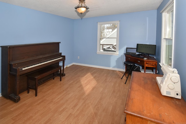 office area featuring light hardwood / wood-style floors