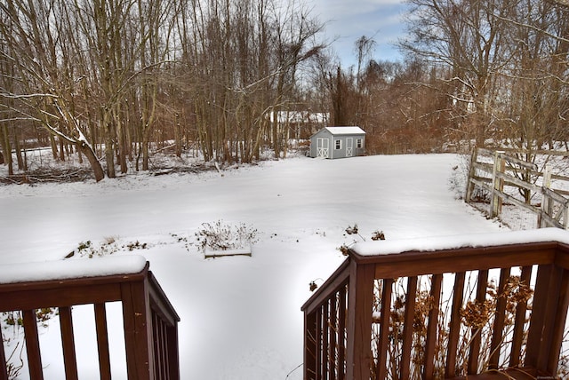 view of yard covered in snow