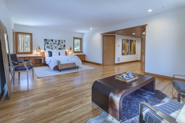 bedroom featuring light hardwood / wood-style floors