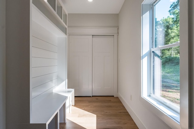 mudroom featuring hardwood / wood-style floors