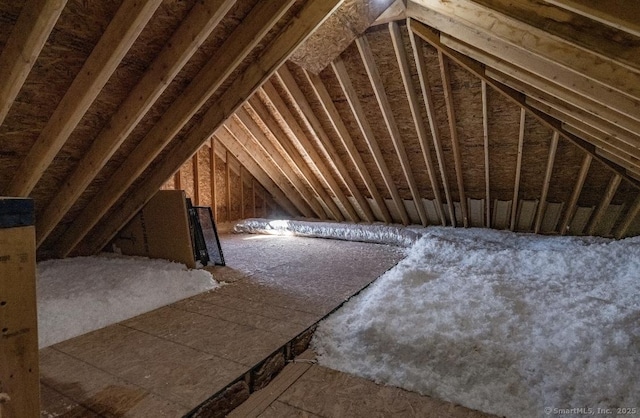 view of unfinished attic