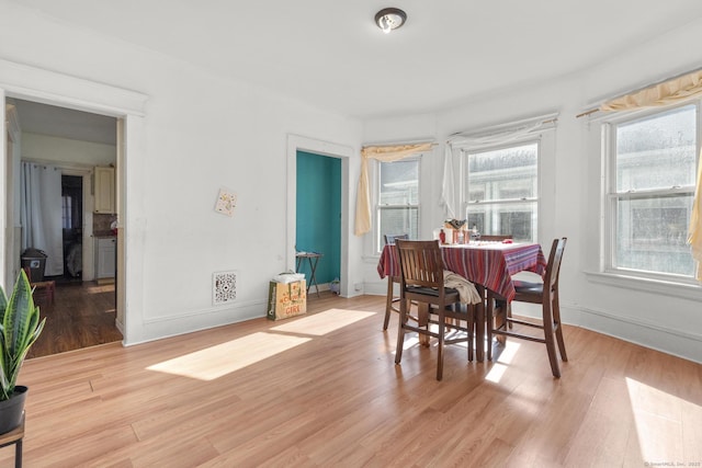 dining room with light hardwood / wood-style floors