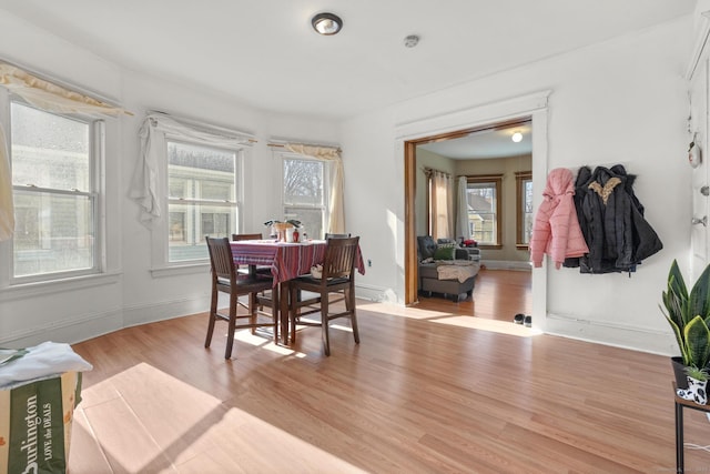 dining space featuring light hardwood / wood-style flooring