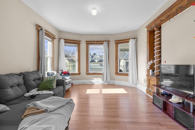 living room featuring light hardwood / wood-style floors