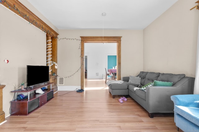 living room with light wood-type flooring