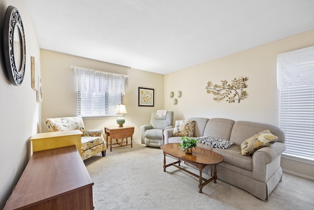 carpeted living room with plenty of natural light