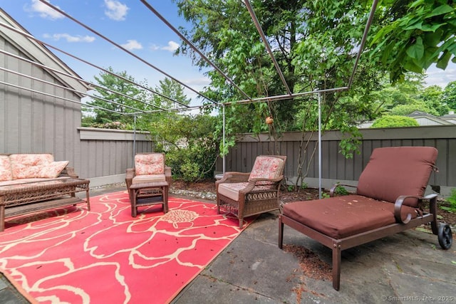 view of patio / terrace featuring an outdoor living space