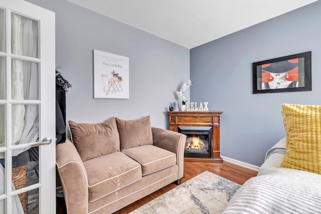 living room with hardwood / wood-style floors