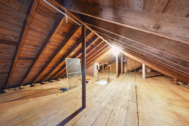 view of unfinished attic