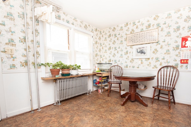 dining area with radiator