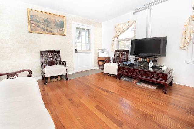 interior space with hardwood / wood-style floors