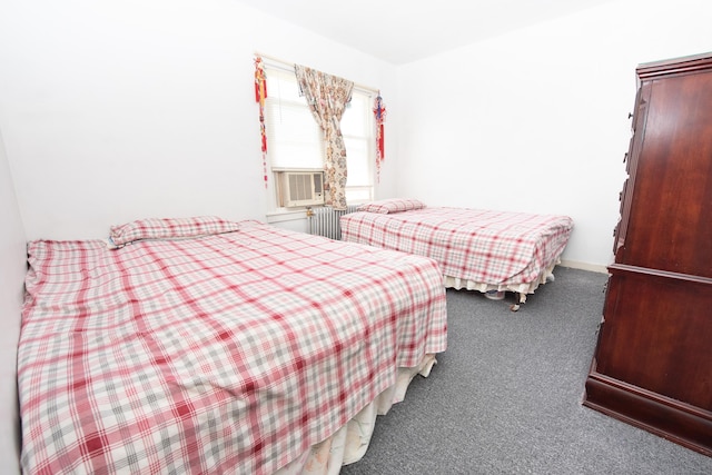 bedroom with carpet and radiator